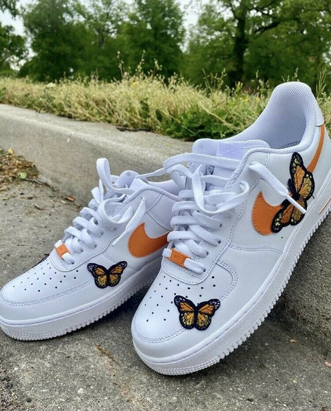 Air Force 1 Custom Low Orange Monarch Butterfly White Shoes Men Womens Kids AF1 Sneakers 2