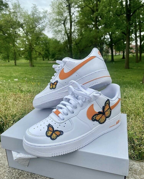 Air Force 1 Custom Low Orange Monarch Butterfly White Shoes Men Womens Kids AF1 Sneakers 3