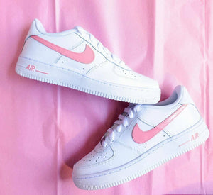 Air Force 1 Custom Low Pink Swoosh Casual Shoes Men Women Kids Sizes AF1 Sneakers