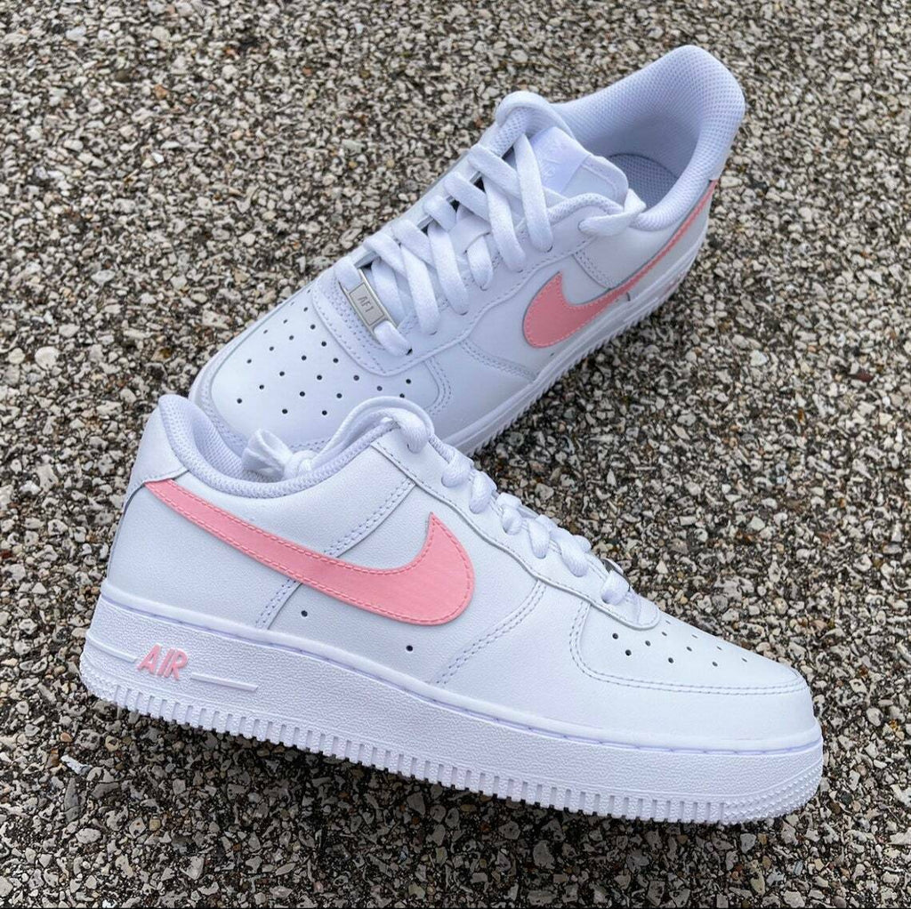 Air Force 1 Custom Low Pink Swoosh Casual Shoes Men Women Kids Sizes A Rose Customs Air Force 1 Custom Shoes Sneakers Design Your Own AF1