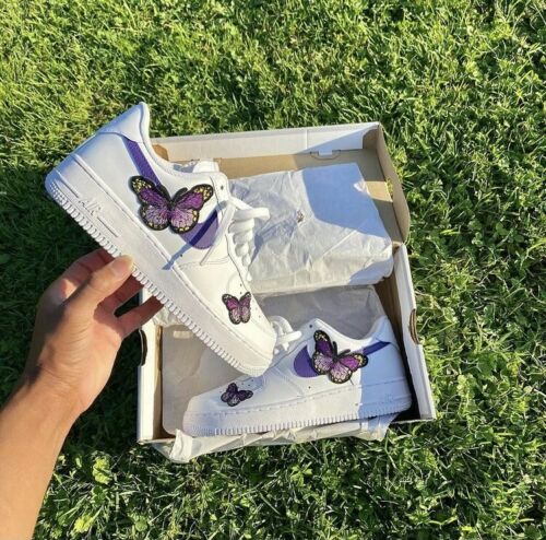 Nike Air Force 1 Purple Lilac Monarch Butterfly Custom Shoes Men Women Kids