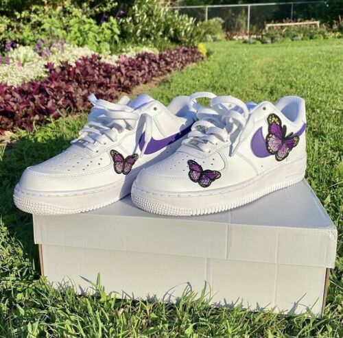 Air Force 1 Custom Low Purple Lilac Butterfly White Shoes Womens Kids Mens AF1 Sneakers 3