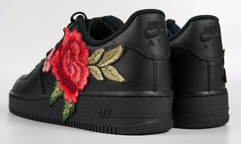 Air Force 1 Custom Low Red Rose Flower Floral Black Shoes Men Women Rose Customs Air Force 1 Custom Shoes Sneakers Design Your Own AF1