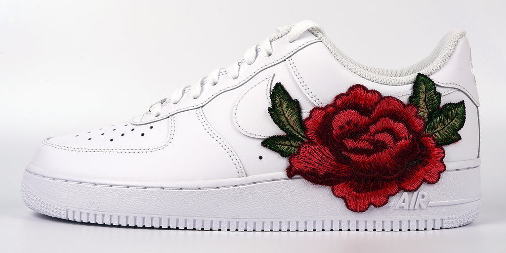 Air Force 1 Custom Low Red Rose Small Flower Floral White Custom