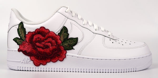 Nike Air Force 1 Custom Low Red Rose Small Flower Floral White Custom Shoes Men Women & Kids All Sizes Other Side