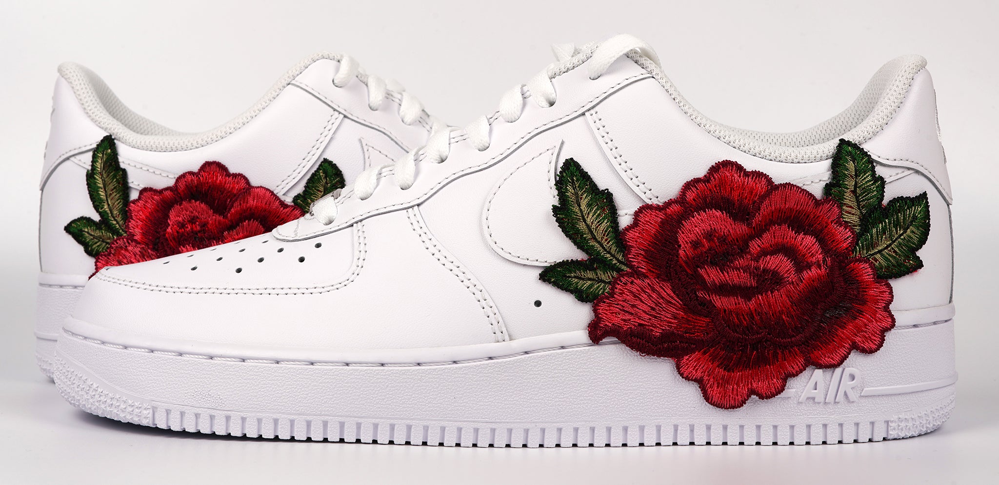 Air Force 1 Custom Half Rose Red Flower Floral Painted Shoes