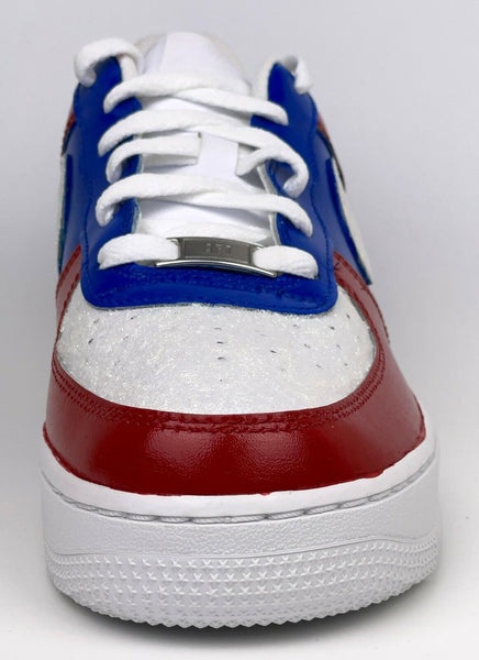 Air Force 1 Custom Low Shoes USA Red White Blue Glitter 4th of July Sneakers AF1 10