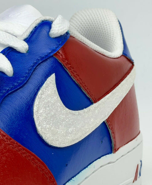 Air Force 1 Custom Low Shoes USA Red White Blue Glitter 4th of July Sneakers AF1 9