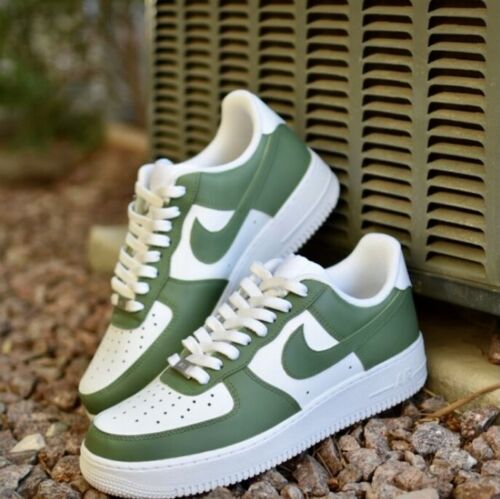 Air Force 1 Custom Low Two Tone Army Green White Shoes Men Women Kids AF1 Sneakers