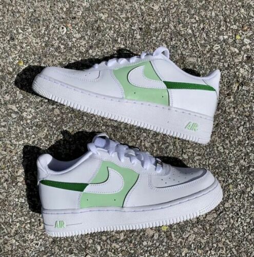 Air Force 1 Custom Low Two Tone Light Dark Green Shoes Men Women Kids – Air Force 1 Custom Shoes Sneakers Design Your AF1