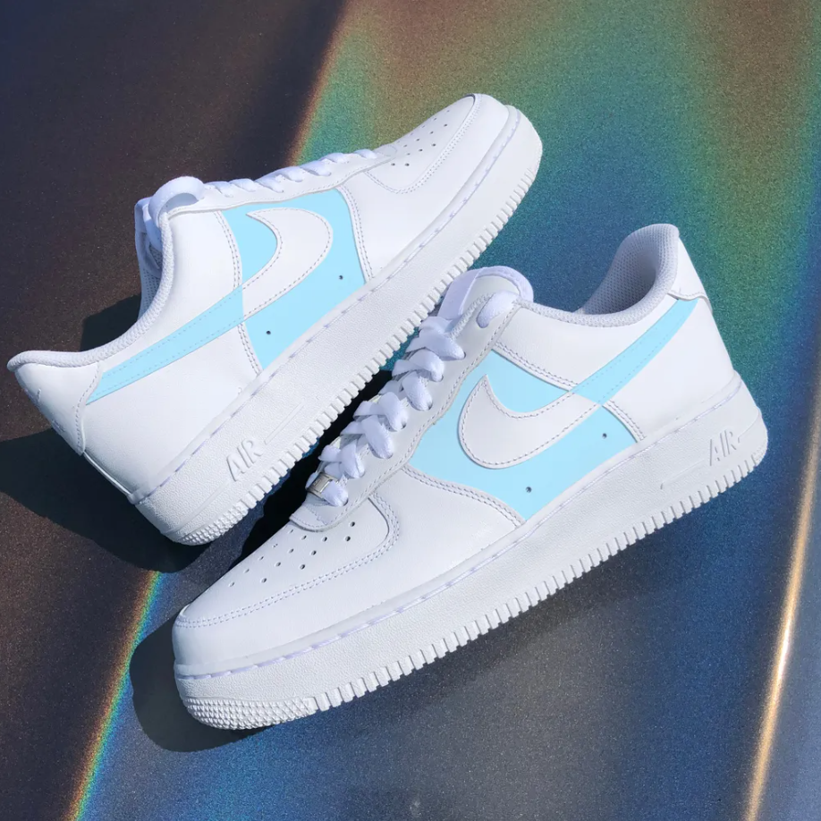 Air Force 1 Custom Low Two Tone Pale Sky Blue Men Women Kids All Sizes AF1 Sneakers