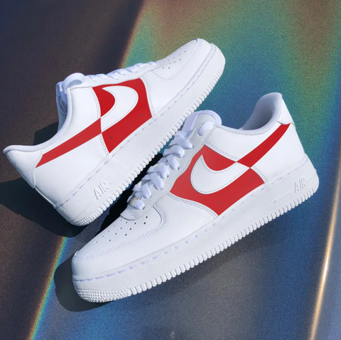 Air Force 1 Custom Low Two Tone Scarlet Red Inside Men Women Kids All Sizes AF1 Sneakers