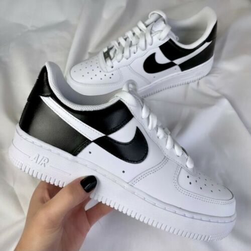 Air Force 1 Custom Low Two Tone White Black Panda Shoes Men Women