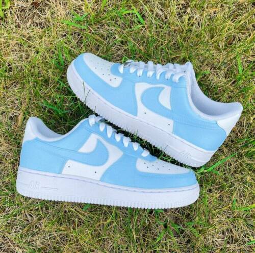 🏀 Nike Air Force 1 Custom Low Two Two Baby Blue White Shoes Men Women Kids  UNC