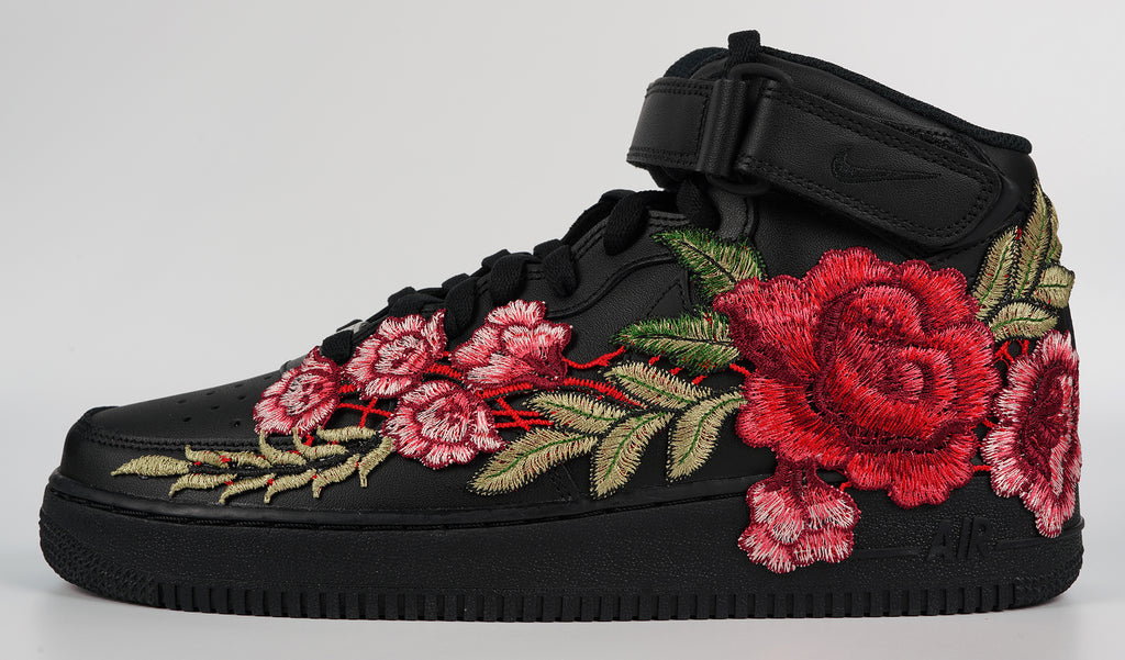 Air Force 1 Custom Half Rose Red Flower Floral Painted Shoes All-Sizes Af1 Sneakers 8.5 Mens (10 Women's)