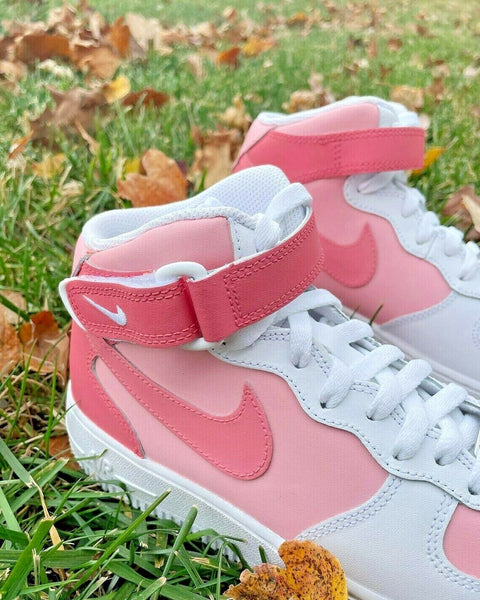 Air Force 1 Custom Mid Two Tone Hot Pink Womens Kids Mens All Sizes Kids AF1 Sneakers 4