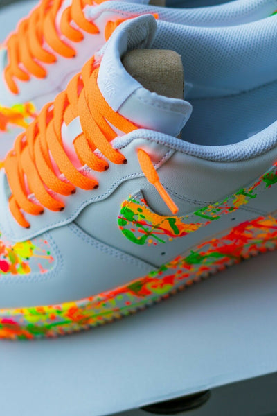 Air Force 1 Custom Neon Splatter Orange Laces Green Yellow Men Women Kids AF1 Sneakers 5