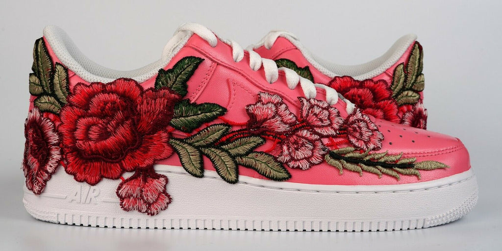 Air Force 1 Custom Pink Red Rose Shoes Floral Flower Design All Sizes Rose Customs Air Force 1 Custom Shoes Sneakers Design Your Own AF1