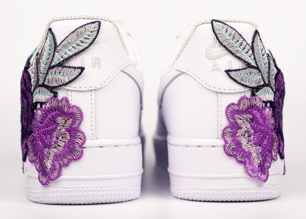 Air Force 1 Custom Purple Rose Shoes Low Flower Floral White  display picture 2