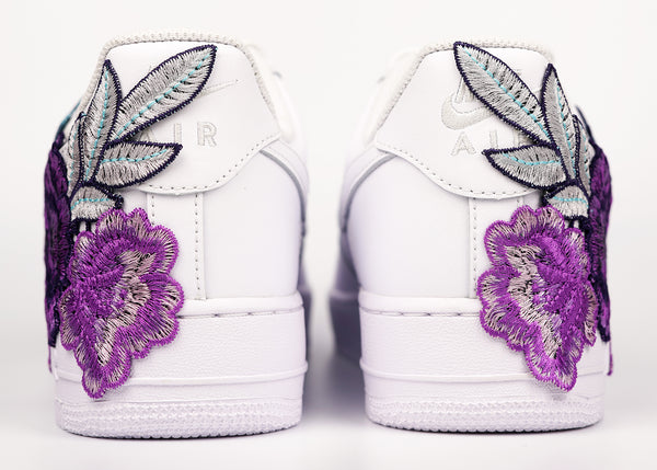 Nike Air Force 1 Custom Purple Rose Shoes Low Flower Floral White Men Women & Kids All Sizes Back