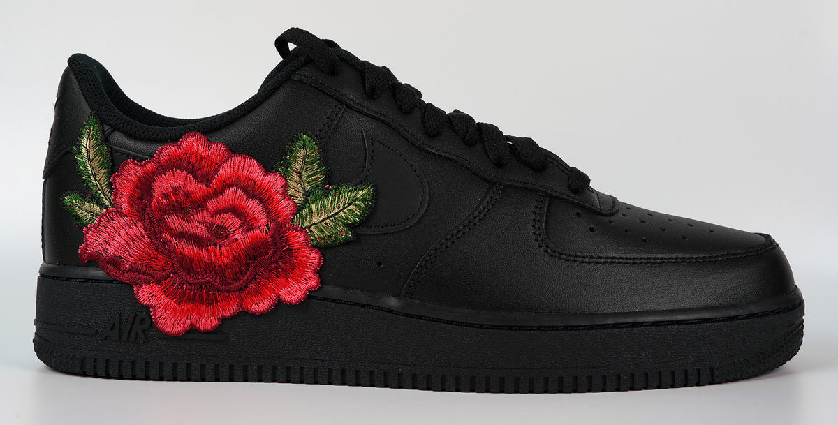 Air Force 1 Custom Red Rose Shoes Flower Floral Black Low Men Women ...