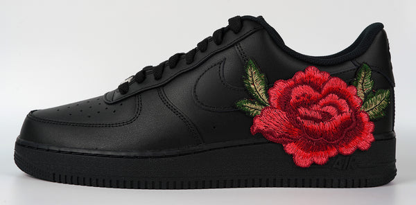Nike Air Force 1 Custom Red Rose Shoes Flower Floral Black Low Men Women & Kids All Sizes Other Side