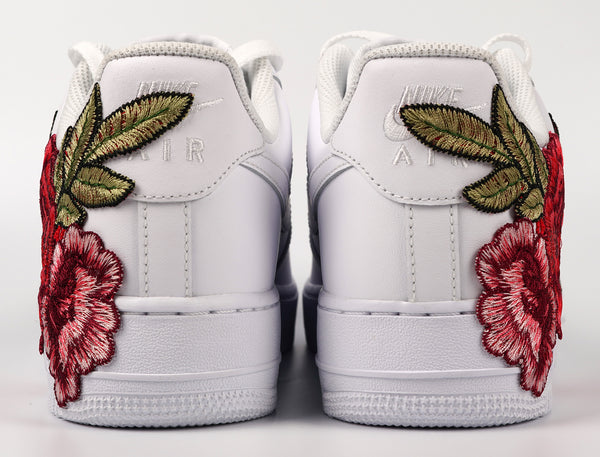 Nike Air Force 1 Custom Red Rose Short Shoes Low Flower Floral Design White Men Womens & Kids All Sizes Back