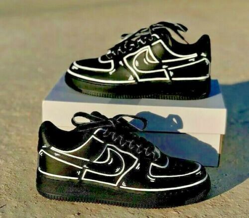 Air Force 1 Custom Shoes Black Cartoon White Outline Mens Womens Kids –  Rose Customs, Air Force 1 Custom Shoes Sneakers Design Your Own AF1