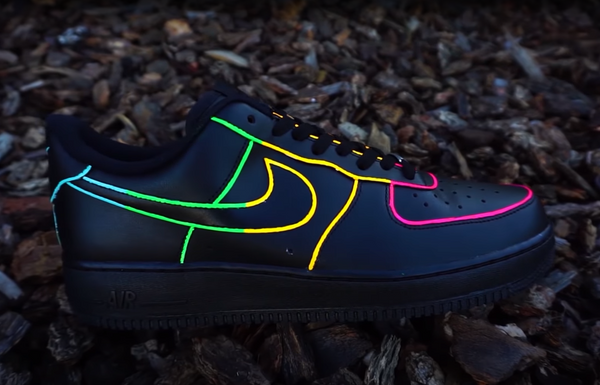 Air Force 1 Custom Shoes Black Neon Outline Blue Green Yellow Pink All Sizes AF1 Sneakers 2