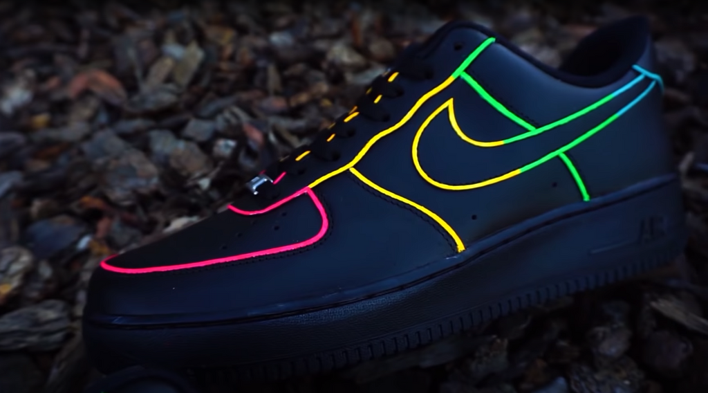 Nike Air Force 1 Black Neon Outline Custom Shoes Blue Green Yellow Pink All  Size