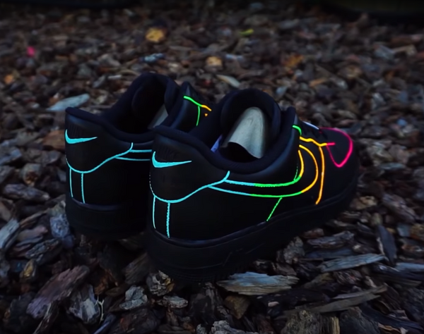 Air Force 1 Custom Shoes Black Neon Outline Blue Green Yellow Pink All Sizes AF1 Sneakers 6