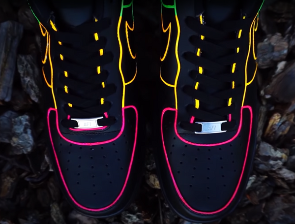 Air Force 1 Custom Shoes Black Neon Outline Blue Green Yellow Pink All Sizes AF1 Sneakers 8