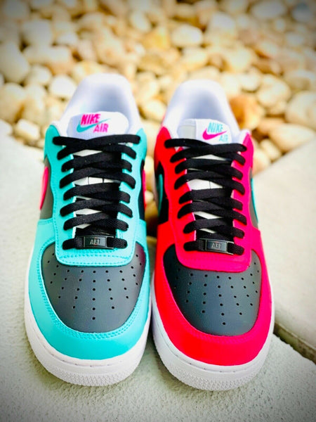 Air Force 1 Custom Shoes Low Miami Vice South Beach Pink Teal Black White AF1 Sneakers 4
