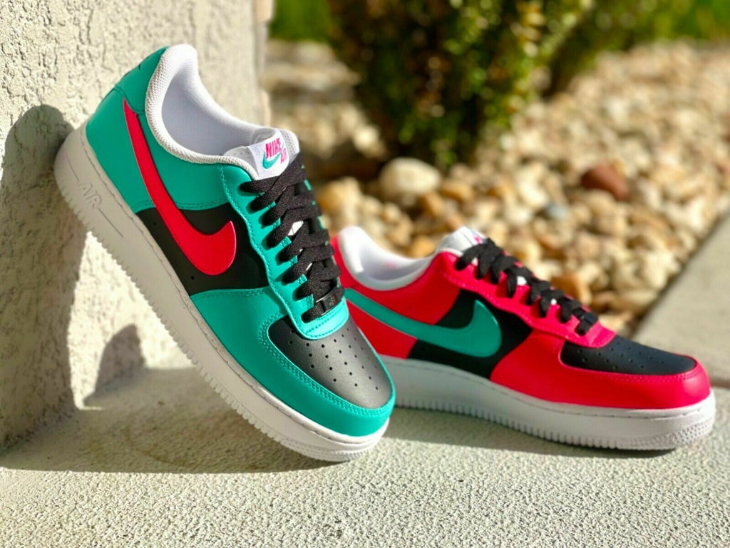 Air Force 1 Custom Shoes Low Miami Vice Beach Pink Teal Black Wh – Rose Customs, Air Force 1 Custom Shoes Sneakers Design Your Own AF1