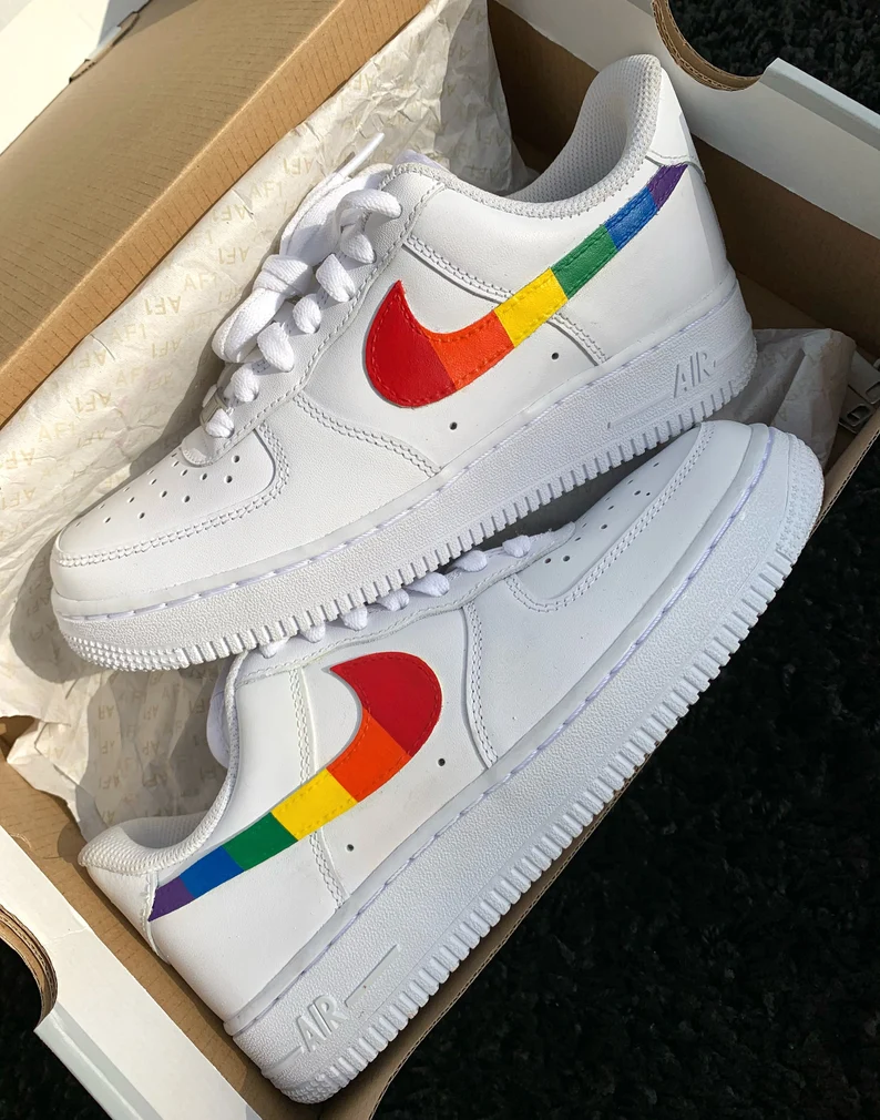 Air Force 1 Custom Shoes Low Rainbow ? Pride Swoosh All  display picture 2
