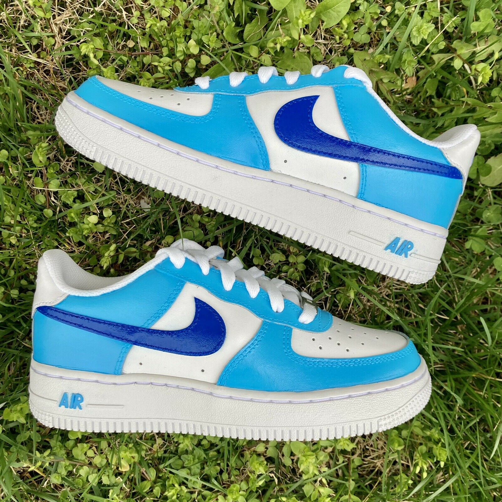 Air Force 1 Custom Shoes Low Two Tone Blue Light Dark Men Women Kids Sizes AF1 Sneakers