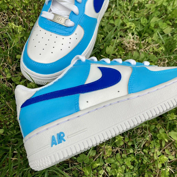 Air Force 1 Custom Shoes Low Two Tone Blue Light Dark Men Women Kids Sizes AF1 Sneakers 4