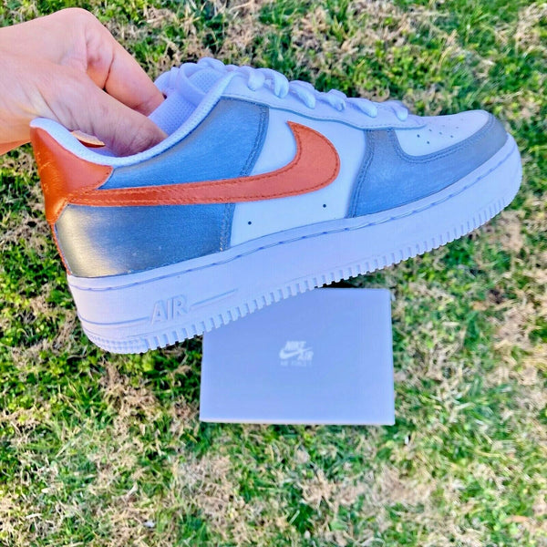 Air Force 1 Custom Shoes Metallic Two Tone Copper Pewter Silver Men Womens AF1 Sneakers 1-