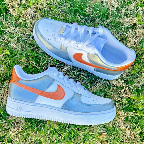 Air Force 1 Custom Shoes Metallic Two Tone Copper Pewter Silver Men Womens AF1 Sneakers 3