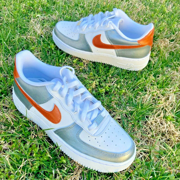 Air Force 1 Custom Shoes Metallic Two Tone Copper Pewter Silver Men Womens AF1 Sneakers 5