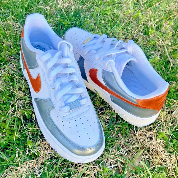 Air Force 1 Custom Shoes Metallic Two Tone Copper Pewter Silver Men Womens AF1 Sneakers 6