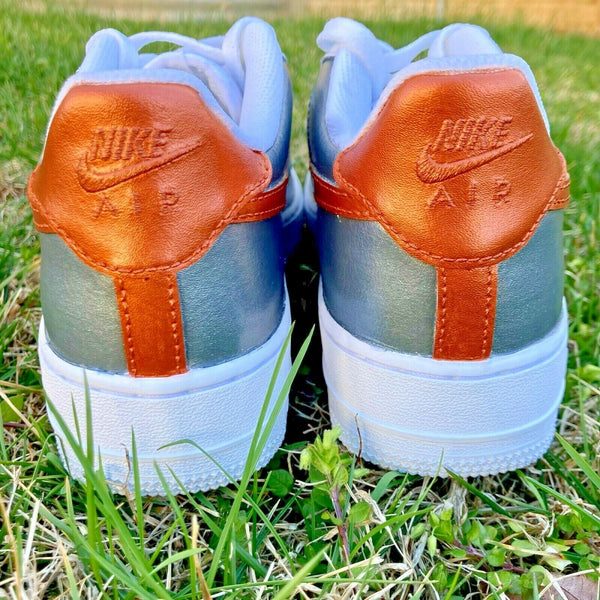Air Force 1 Custom Shoes Metallic Two Tone Copper Pewter Silver Men Womens AF1 Sneakers 8