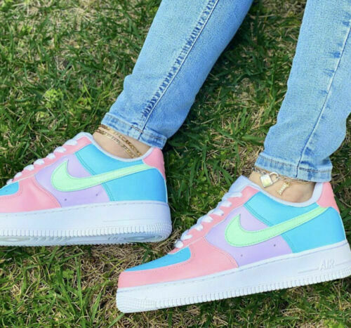 Air Force 1 Custom Shoes Pastel Paradise Easter Green Blue Pink