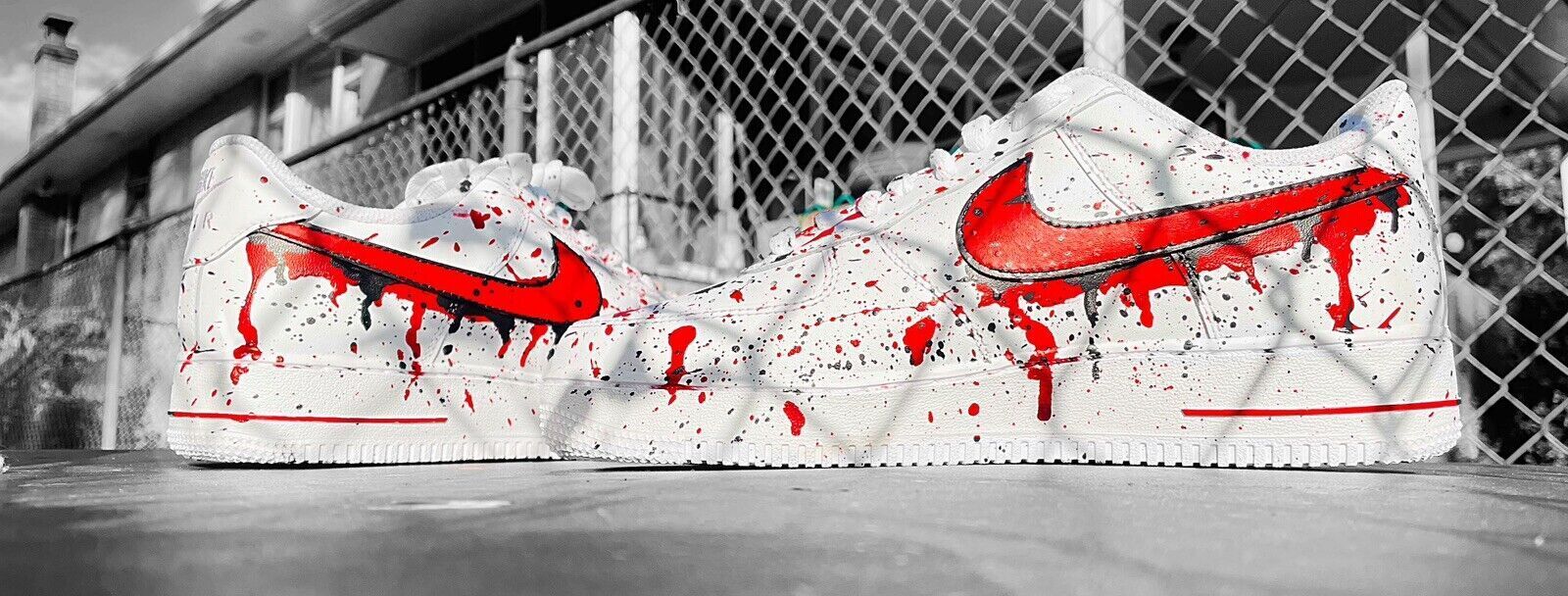 Nike Air Force 1 Custom Red White & Blue Splatter USA Graffiti Shoes Men Women