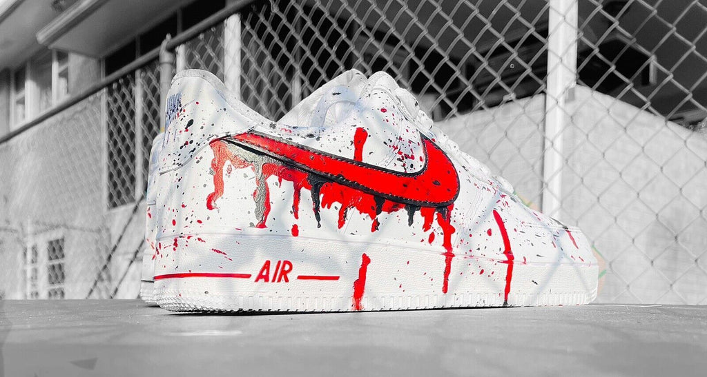 Nike Air Force 1 Custom Blood Red Sneakers Men
