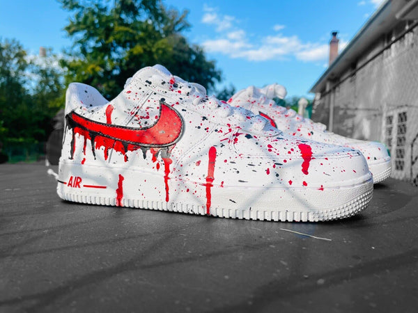 Air Force 1 Custom Sneakers Blood Drip Splatter Red Black White Shoes AF1 Shoes 3