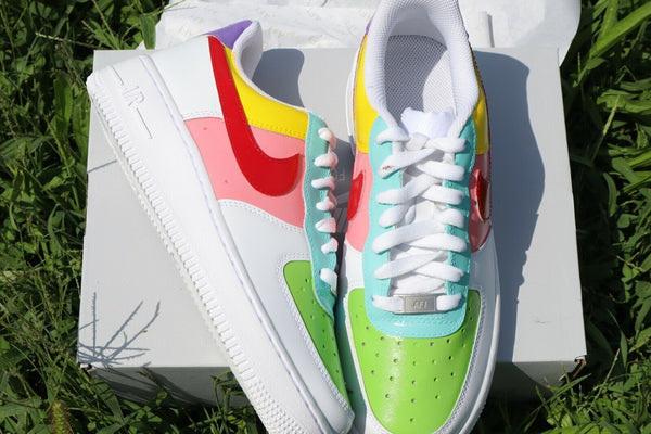 Air Force 1 Custom Sneakers Pastel Red Yellow Pink Purple Green Blue White AF1 Shoes 2