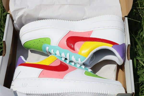 Air Force 1 Custom Sneakers Pastel Red Yellow Pink Purple Green Blue White AF1 Shoes 7