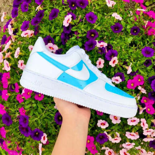 Air Force 1 Custom Sneakers Two Tone Sky Pale Blue White Shoes Any Color AF1 Shoes 2