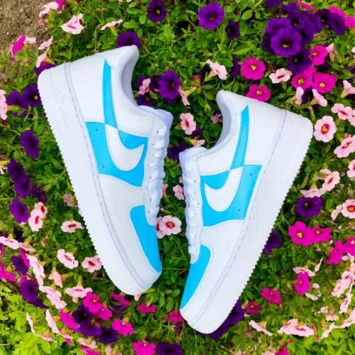 Air Force 1 Custom Sneakers Two Tone Sky Pale Blue White Shoes Any Color AF1 Shoes 3